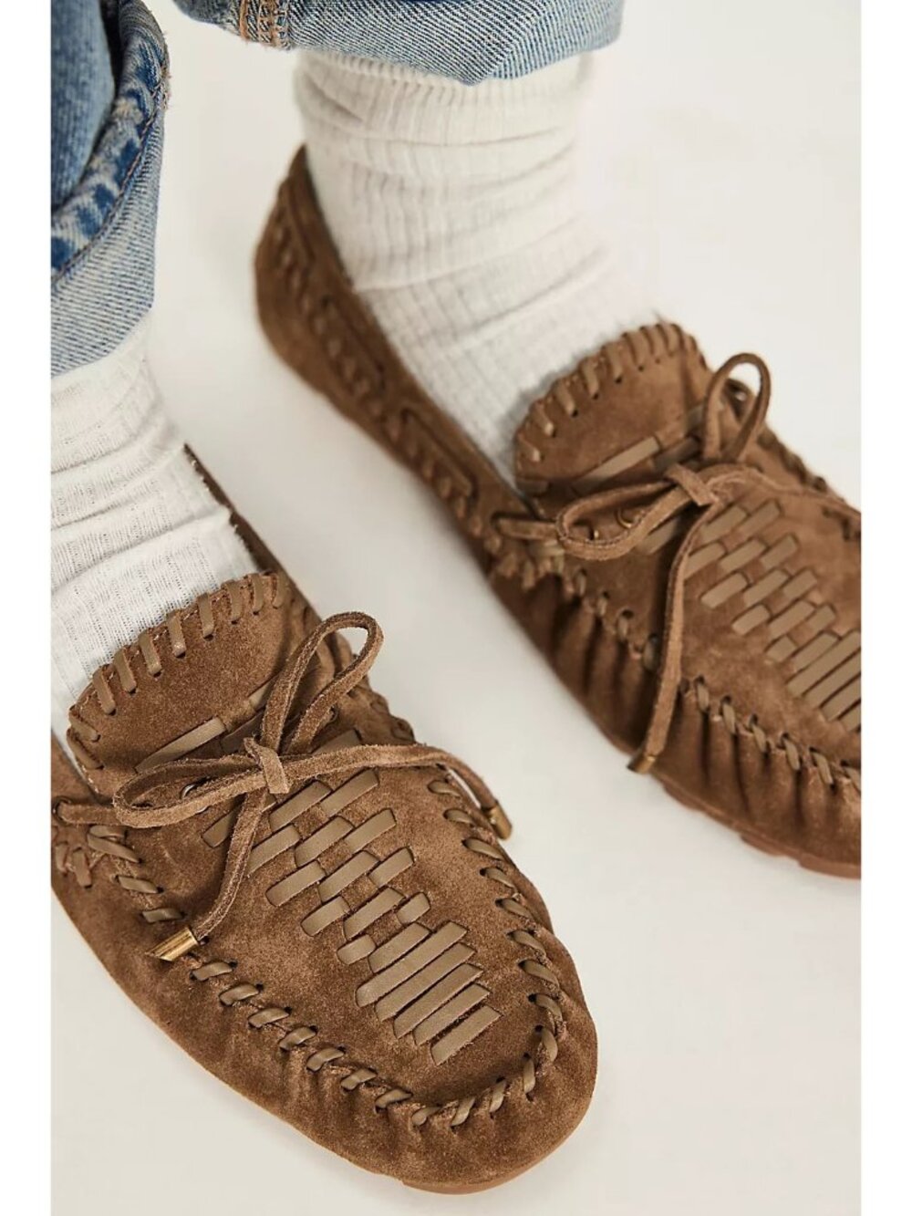 FREE PEOPLE Misty Suede Moccasins / Olive Suede